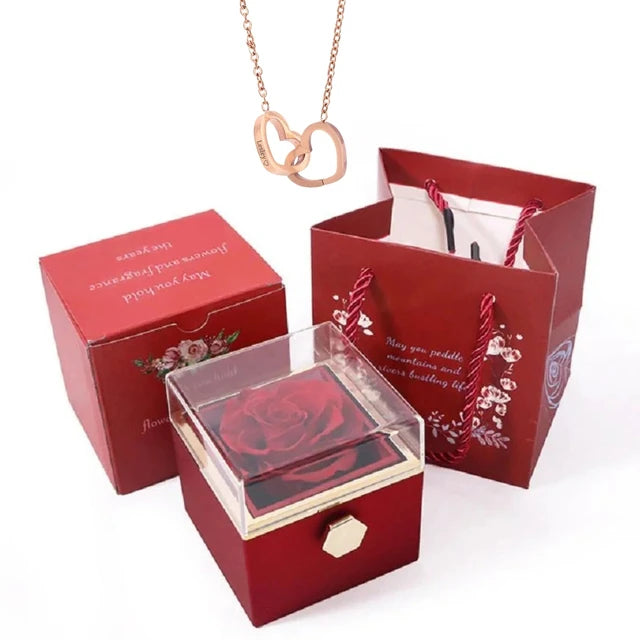 Rose Box & Heart Necklace