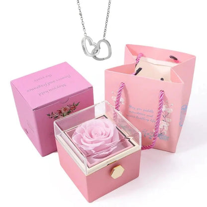 Rose Box & Heart Necklace