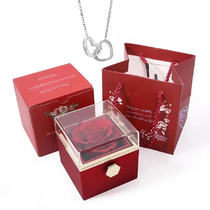 Rose Box & Heart Necklace