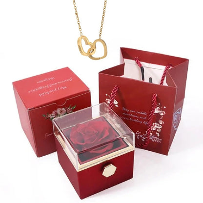 Rose Box & Heart Necklace