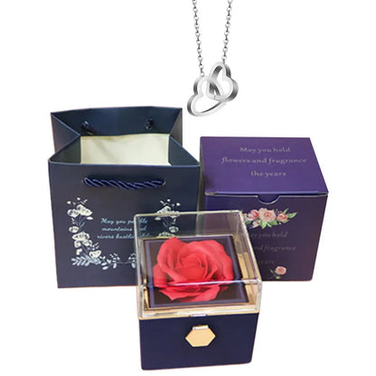 Rose Box & Heart Necklace