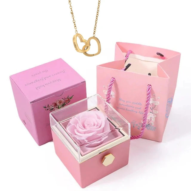 Rose Box & Heart Necklace