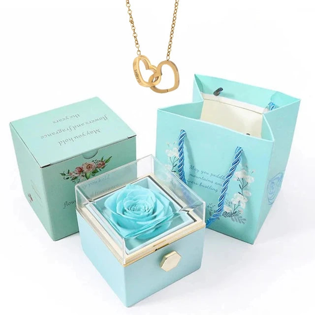 Rose Box & Heart Necklace